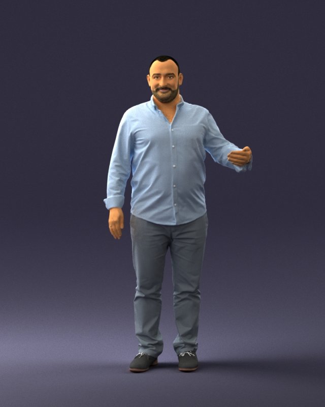 man in blue shirt 0368 3d print ready 3Dプリントモデル .c4d .max .obj .3ds .fbx .stl .blend 