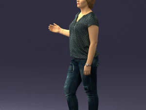 woman in jeans with short hair 0367 3D Model