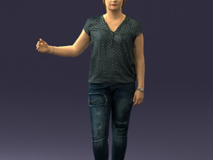 woman in jeans with short hair 0367 3D मॉडल