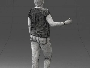 woman in jeans with short hair 0367 3D Model