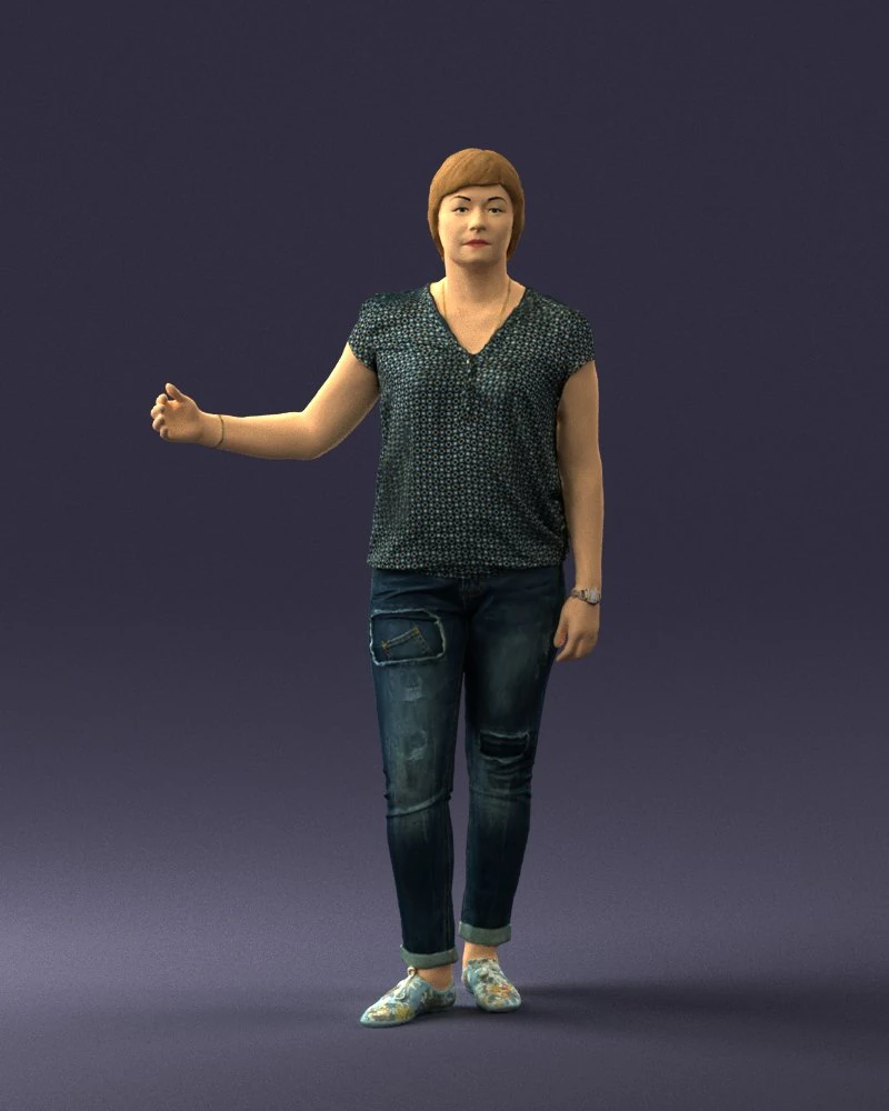 woman in jeans with short hair 0367 3d print ready 3D Print Model .c4d .max .obj .3ds .fbx .stl .blend 