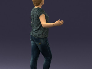 woman in jeans with short hair 0367 3d print ready 3Dプリントモデル