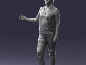 woman in jeans with short hair 0367 3d print ready 3Dプリントモデル