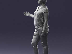 woman in jeans with short hair 0367 3d print ready 3Dプリントモデル
