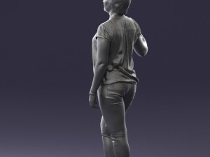 woman in jeans with short hair 0367 3d print ready 3Dプリントモデル