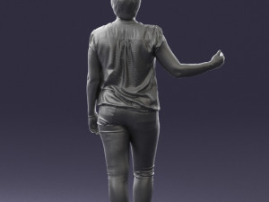 woman in jeans with short hair 0367 3d print ready 3Dプリントモデル