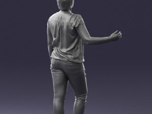 woman in jeans with short hair 0367 3d print ready 3Dプリントモデル
