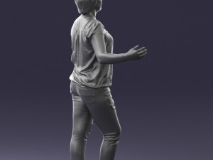 woman in jeans with short hair 0367 3d print ready 3Dプリントモデル