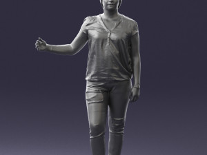 woman in jeans with short hair 0367 3d print ready 3Dプリントモデル