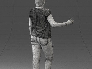 woman in jeans with short hair 0367 3d print ready 3Dプリントモデル