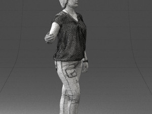 woman in jeans with short hair 0367 3d print ready 3Dプリントモデル
