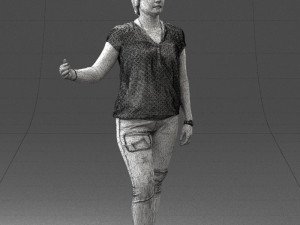 woman in jeans with short hair 0367 3d print ready 3Dプリントモデル