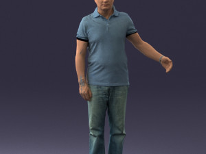 man in jeans with a bald head 0366 3D Model