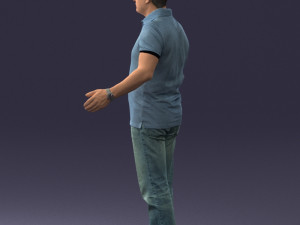 man in jeans with a bald head 0366 3D-Modell
