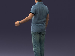 man in jeans with a bald head 0366 3D-Modell
