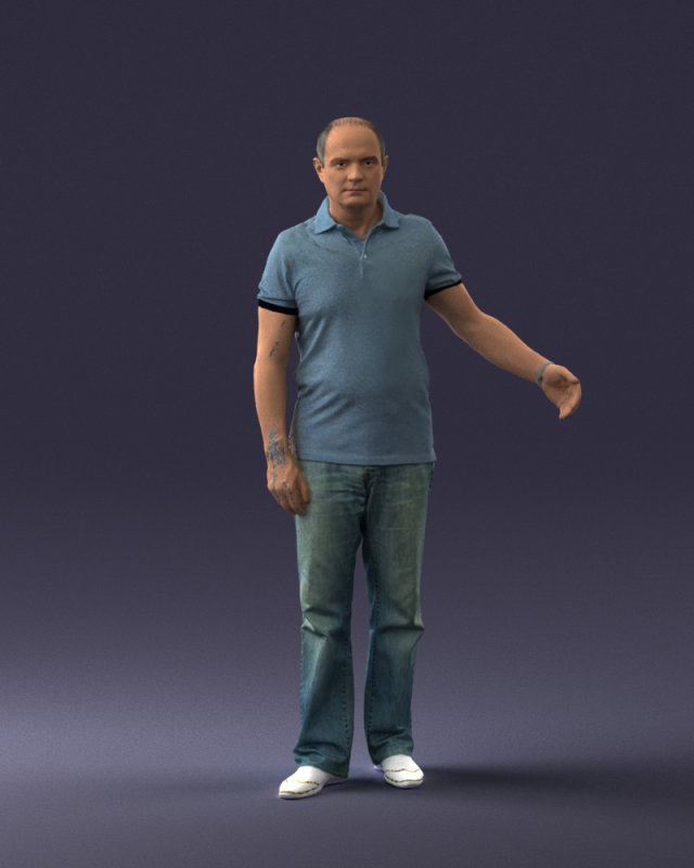 man in jeans with a bald head 0366 3d print ready 3D Print Model .c4d .max .obj .3ds .fbx .stl .blend 