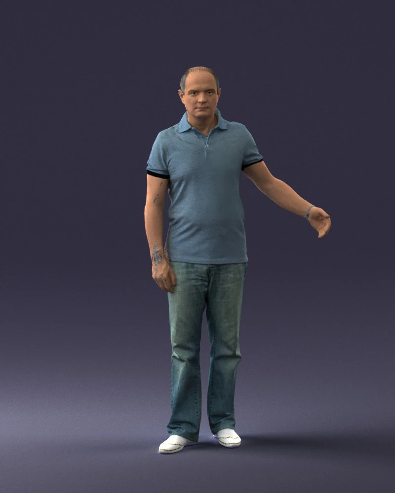 man in jeans with a bald head 0366 3d print ready 3D Print Model .c4d .max .obj .3ds .fbx .stl .blend