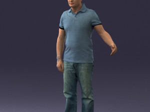 man in jeans with a bald head 0366 3d print ready 3D Print Model