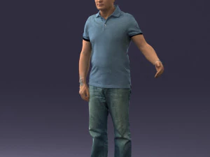 man in jeans with a bald head 0366 3d print ready 3D Print Model