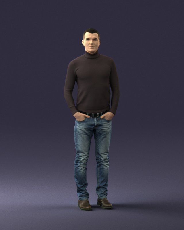man in brown acket 0363 3D Model .c4d .max .obj .3ds .fbx .stl .blend 