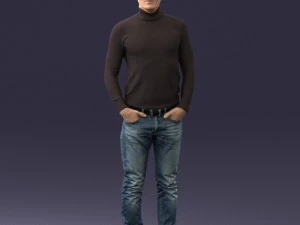 man in brown acket 0363 3D Model