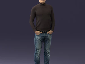 man in brown acket 0363 3D Model