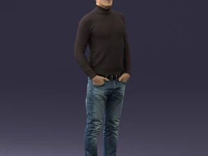 man in brown acket 0363 3D Model