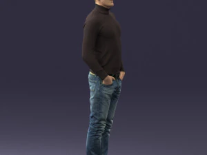 man in brown acket 0363 3D Model