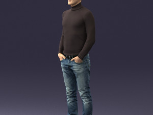man in brown acket 0363 3D Model