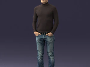 man in brown acket 0363 3D Model