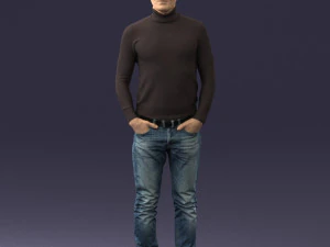 man in brown acket 0363 3D Model