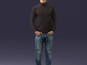 man in brown acket 0363 3D Model