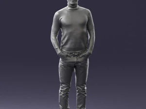 man in brown acket 0363 3D Model
