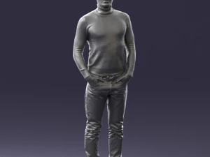 man in brown acket 0363 3D Model