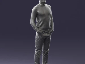 man in brown acket 0363 3D Model