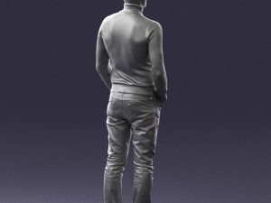 man in brown acket 0363 3D Model