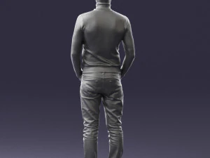 man in brown acket 0363 3D Model