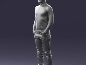 man in brown acket 0363 3D Model