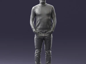 man in brown acket 0363 3D Model