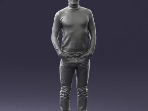 man in brown acket 0363 3D Model