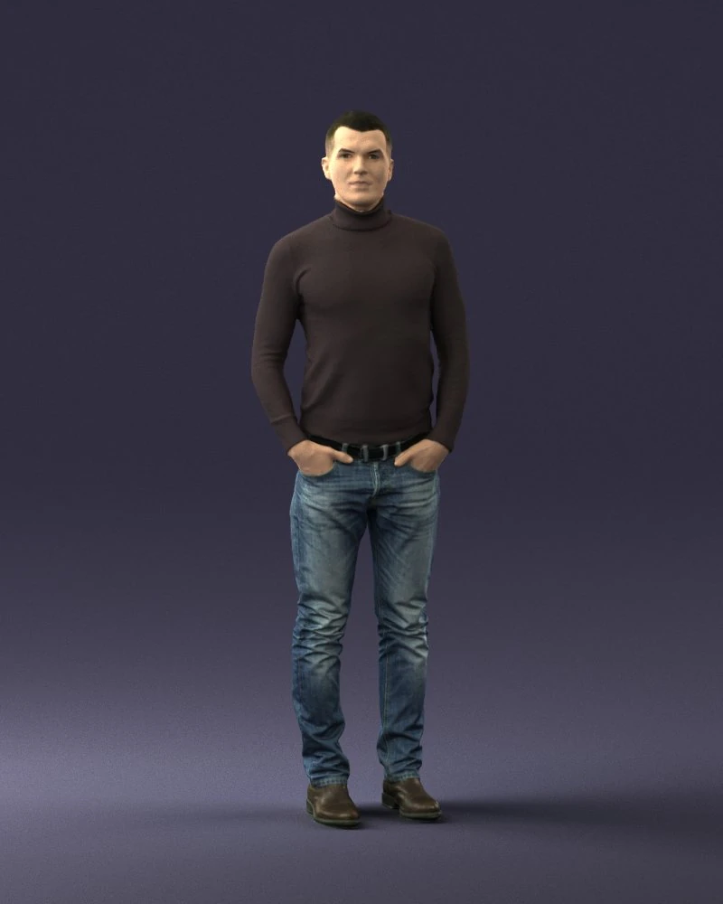man in brown jacket 0363 3d print ready 3D Print Model .c4d .max .obj .3ds .fbx .stl .blend 