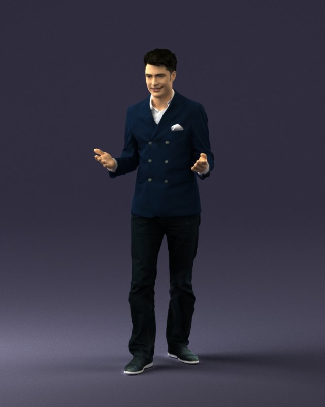 man in blue suit 0358 3D 模型 .c4d .max .obj .3ds .fbx .stl .blend