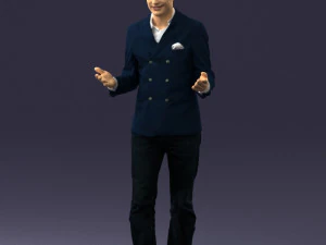 青いスーツを着た男0358 3Dモデル