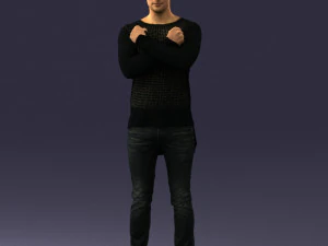 hombre con vestido negro 0352 listo para imprimir en 3d Modelo de impresión 3D