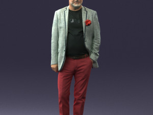 old man in grey jacket 0351 3D Model