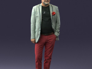 old man in grey jacket 0351 3D Model