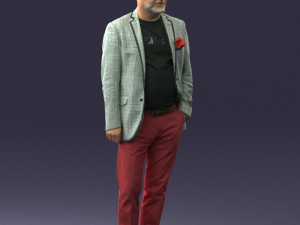 old man in grey jacket 0351 3D Model