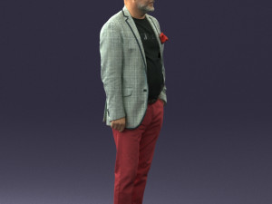 old man in grey jacket 0351 3D Model