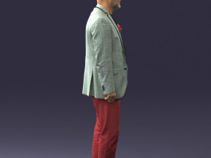 old man in grey jacket 0351 3D Model