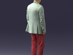 old man in grey jacket 0351 3D Model